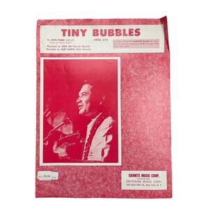 Tiny Bubbles Hua LI’I Vintage Sheet Music 1966 Leon Pober Don Ho Alex Kaeck Uke